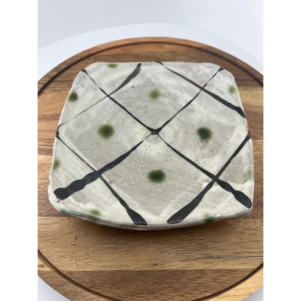 Vintage Studio Pottery Plate – Japanese Wabi Sabi Harlequin Stoneware - Picture 13 of 13
